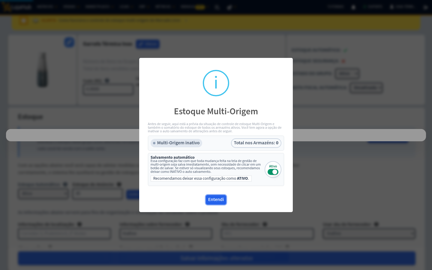 Resumo Estoque Multi-Origem com o Salvamento automático ativo
